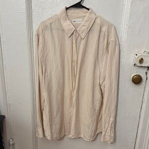 Zara Beige Long-Sleeve Shirt